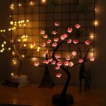 Tree Lamps for Home Decoration DIY Table Lamps String Lights Battery/USB Operated Night Lamp for Home Decor Items for Bedroom Diwali Decoration Lights (Pink Flower) - Image 2
