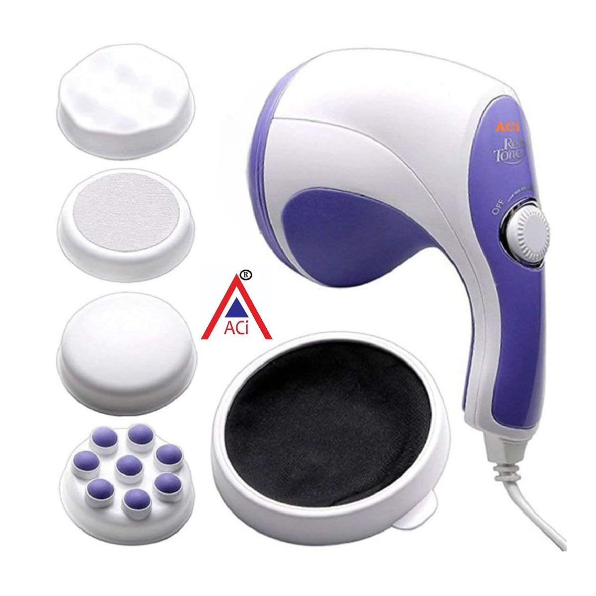 61qgxM7T1FL._SL1200_ ACi Relax & Spin Tone Handheld Corded Electric Body Massager, Multicolour - Image 1