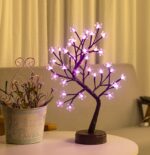 Tree Lamps for Home Decoration DIY Table Lamps String Lights Battery/USB Operated Night Lamp for Home Decor Items for Bedroom Diwali Decoration Lights (Pink Flower) - Image 4